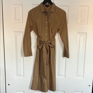 J Crew Elegant Tan Shirt Dress ; NWT